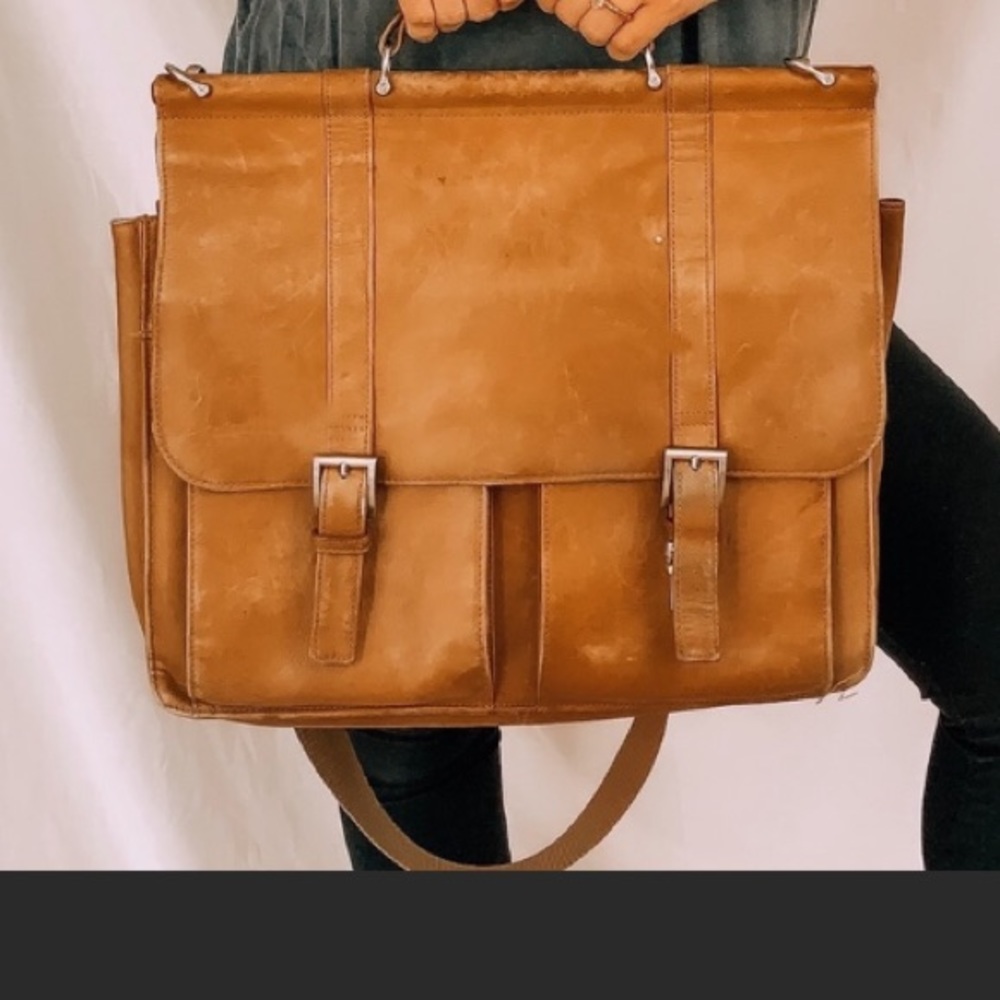 Tan Leather Messenger Bag